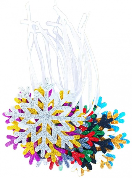 Набор новогоднего декора Снежинка 9 см разноцветный 1220295