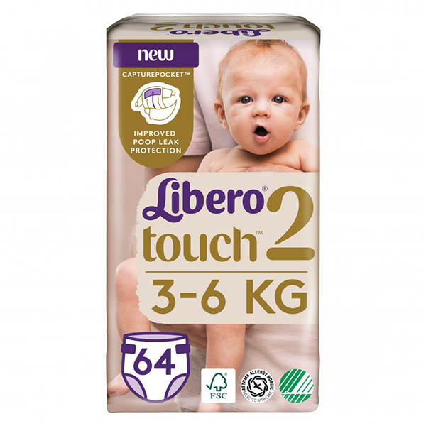 Подгузники Libero Touch 2 3-6 кг 64 шт.