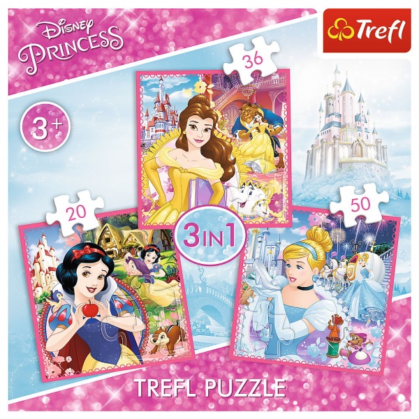 Пазл Trefl 3 в 1 (20,36,50) Disney Принцеси 3+ 34833