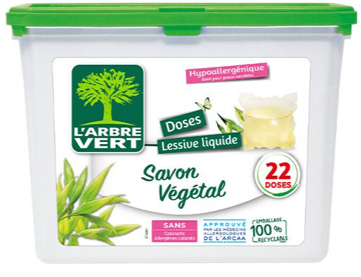 Капсулы для машинной стирки L'Arbre Vert Растительное мыло 22 шт. 