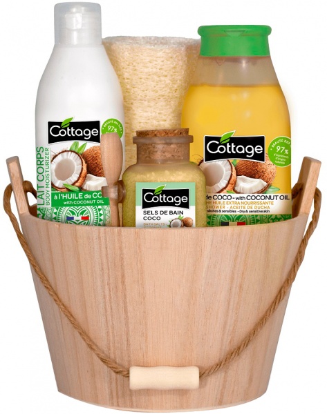 Набор подарочный для женщин Cottage Coconut Oil в корзине
