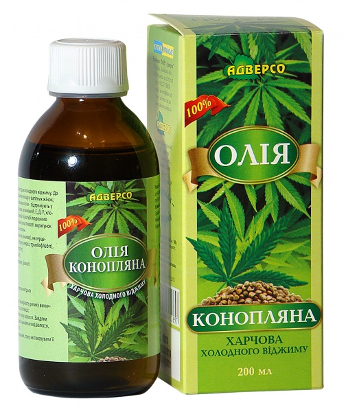 Масло конопляное Адверсо пищевое холодного отжима 200 мл 