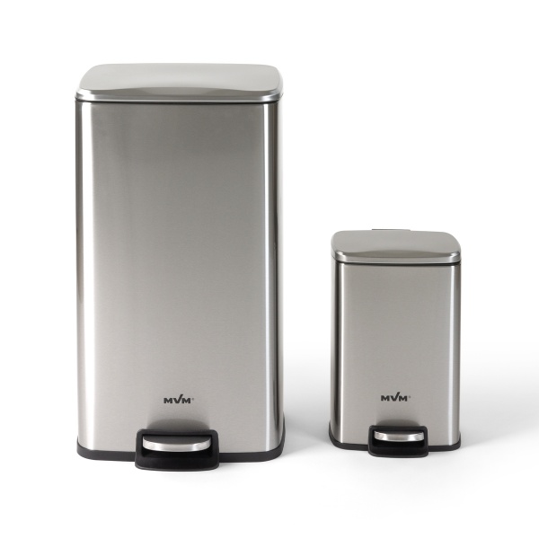 Відро з кришкою MVM BIN-15 5L SS STEEL SQUARE 5 л сталевий 