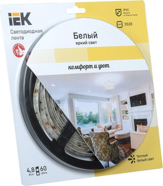 Лента светодиодная IEK LSR-3528WW60 4.8 Вт IP65 12 В теплый