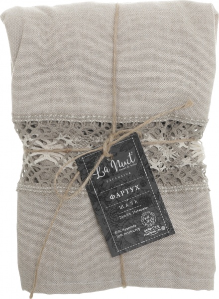 Фартук кухонный ШАЛЕ Натюрель с кружевом La Nuit