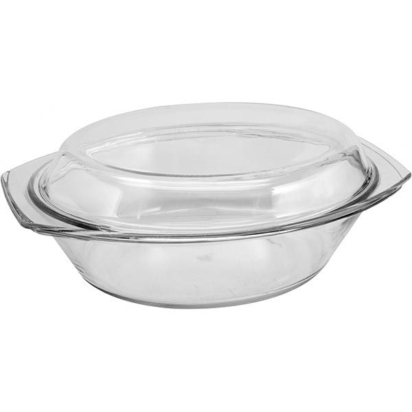 Кастрюля стеклянная Flamberg овальная с крышкой 3 л