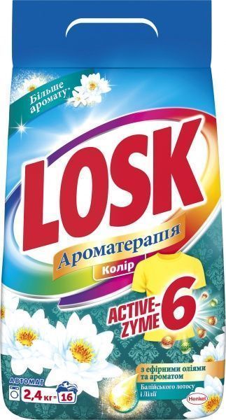 Стиральный порошок для машинной и ручной стирки Losk Колор аромат Балийского лотоса и лилии 16 циклов 2,4 кг