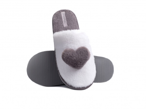 Тапки домашние Twins HS-LUX меховые с декором Сердце р. 40 серый 