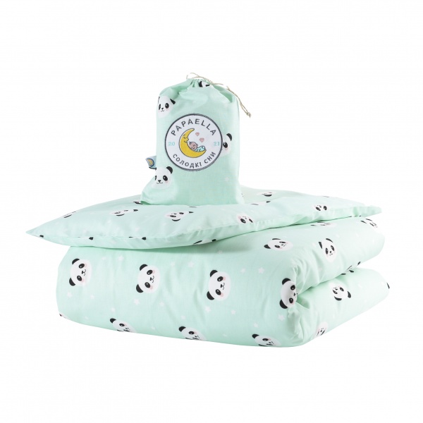 Комплект для детской кроватки IDEIA Ранфорс Панда мятный 4820227284856