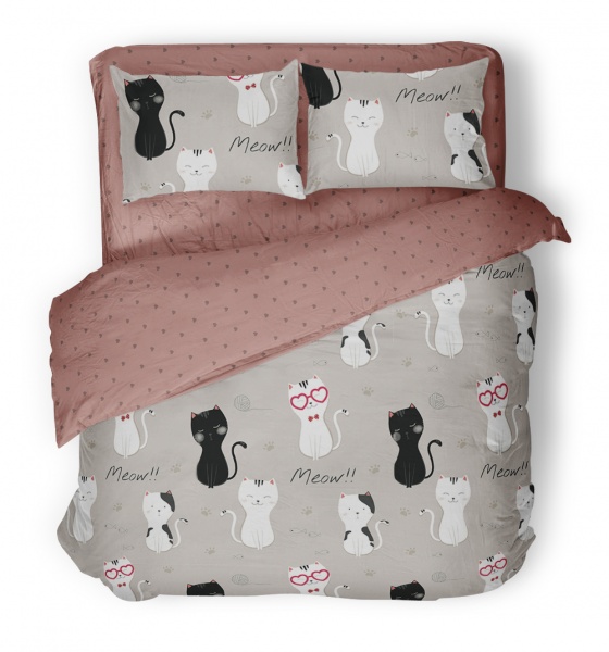 Комплект постільної білизни Meow сімейний різнокольоровий UP! (Underprice) 