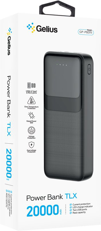 Повербанк Gelius TLX GP-PB311i 10W 20000 mAh black (00000100288)