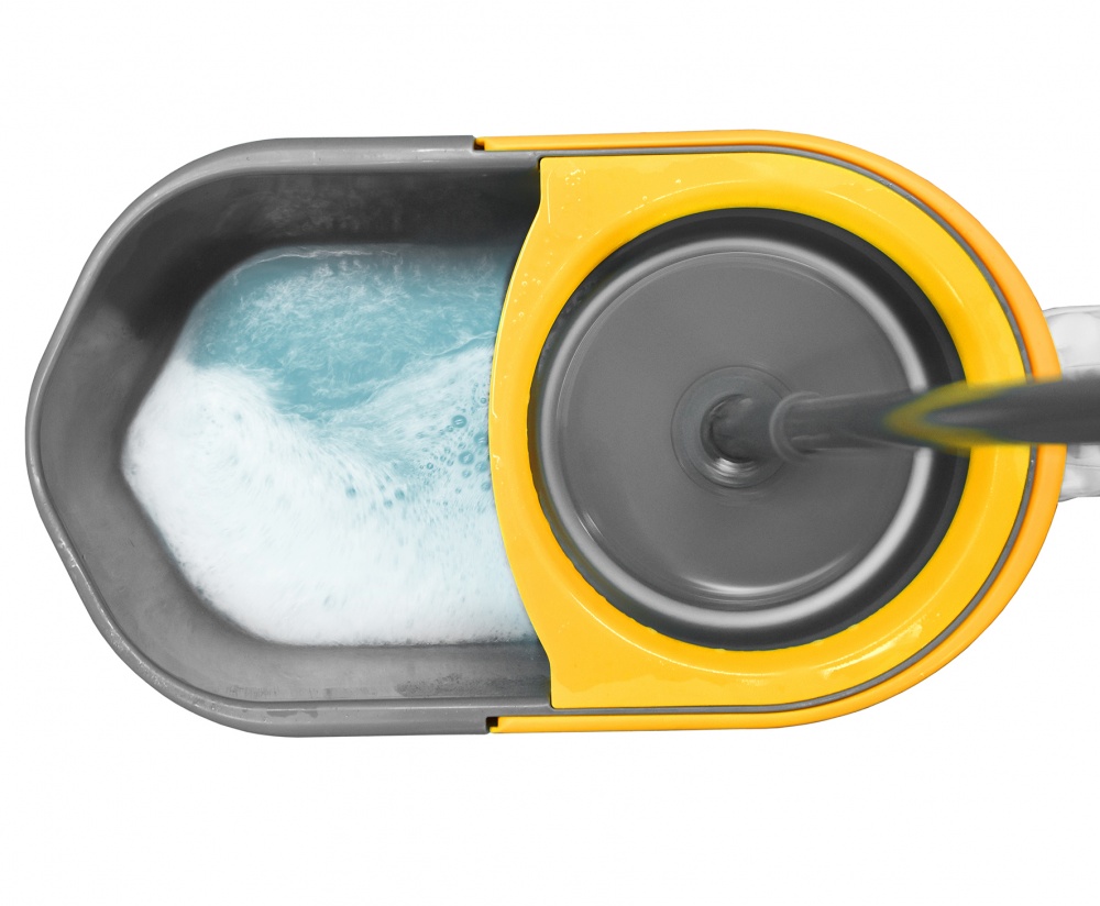 Комплект швабра і відро з механічним віджимом для підлоги Apex Espresso Spin Mop сірий