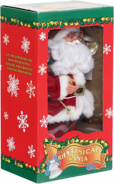 Декоративна фігура Дід Мороз із дзвіночком червоний 36 см 