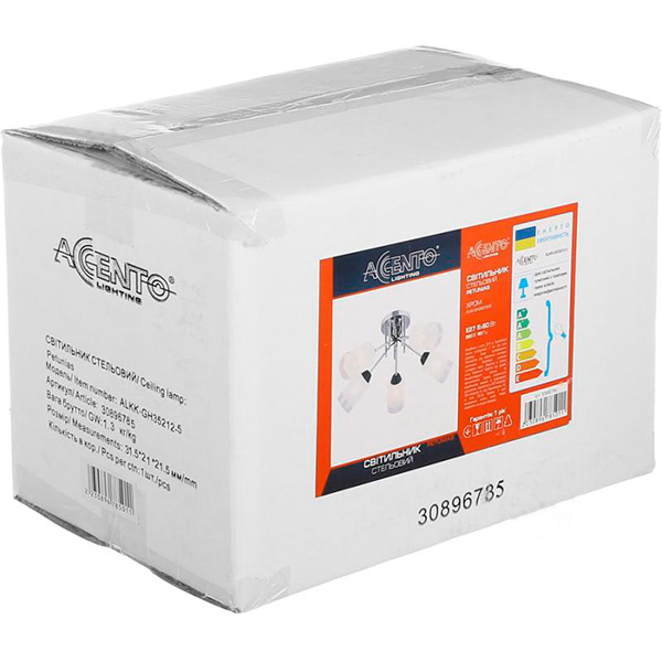 Світильник стельовий Accento lighting ALKK-GH35212-5 5x60 Вт E27 хром 