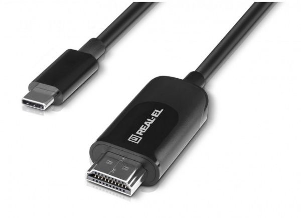 Кабель Real-el CHD-180 Type C- HDMI 4K 60Hz 1,8 м чорний (CHD-180, black (REAL-EL))