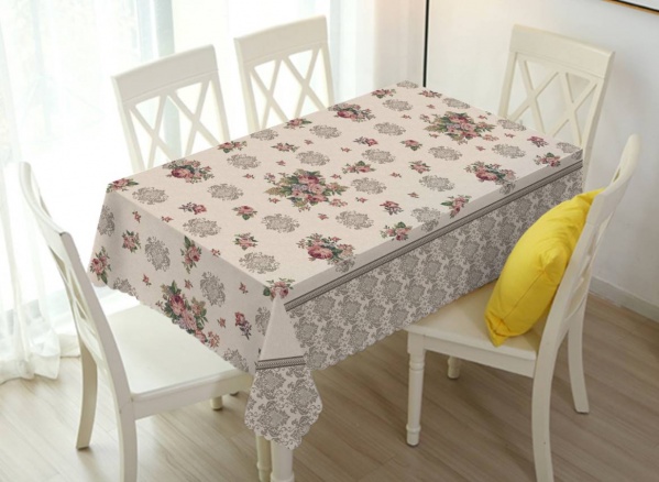 Скатертина Прованс Букет 137x180 см білий Dariana 