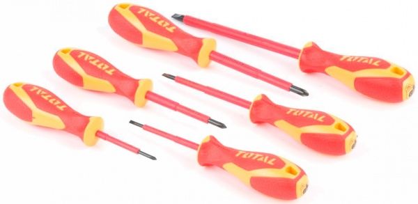 Набор отверток Total диэлектрических до 1000 В 6 шт. SL 3.0 / 4.0 / 6.5 PH 0 / 1 / 2×150 мм THTIS566