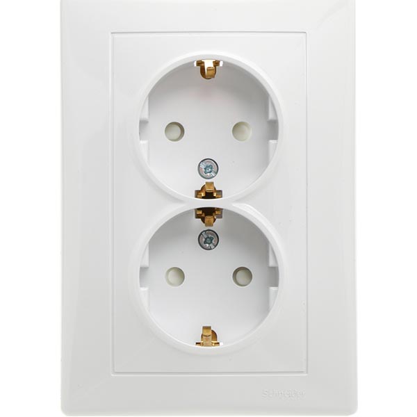 Розетка подвійна із заземленням Schneider Electric Sedna зі шторками білий