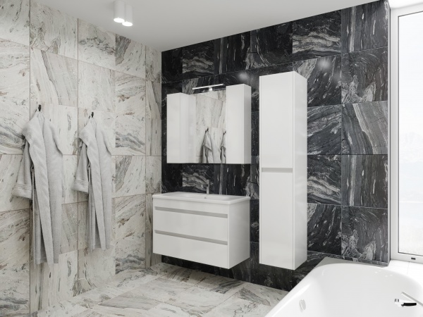 Тумба подвесная ЮВЕНТА Luton - 100 белая с умывальником Soft-100