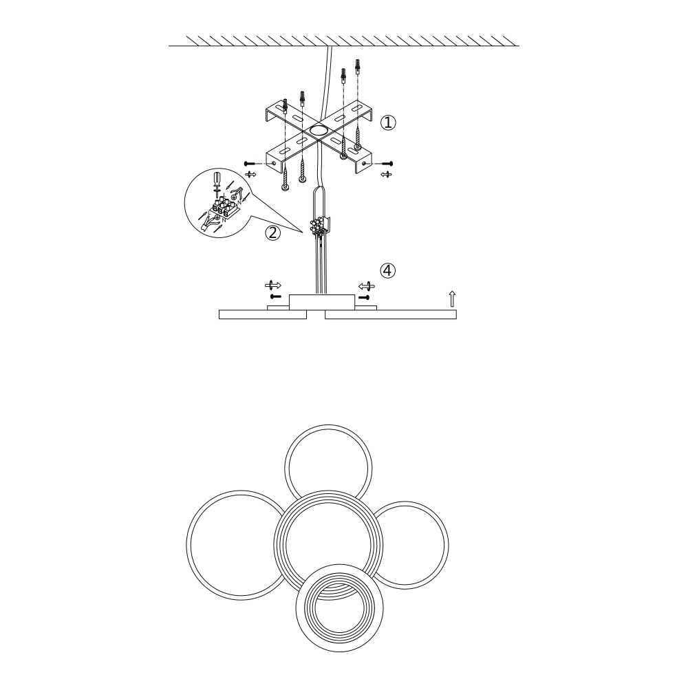 Люстра потолочная Miorro LED Vesta с пультом ДУ металл/пластик 4x63,6 Вт LED-модуль черный 51-311-097