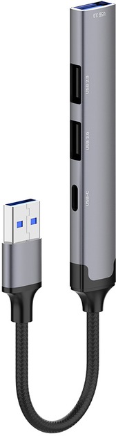 USB-хаб ColorWay USB-A 4-в-1 USB2.0х3/USB3.0 0,12 м сірий (CW-HUB05)