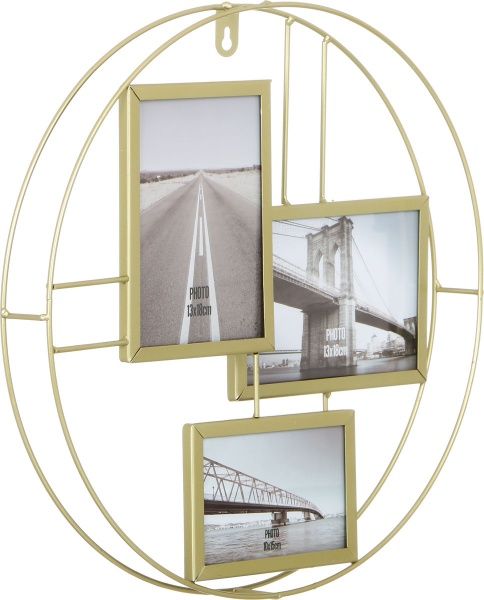 Коллаж Круг золотистый на 3 фото 13х18/10x15/18x13 см 