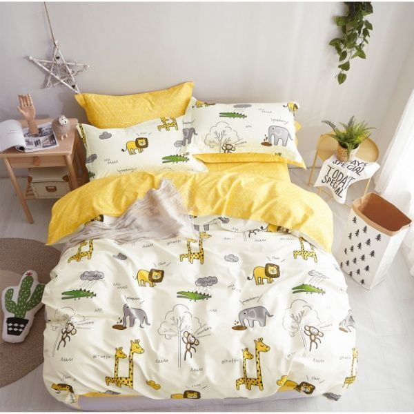 Комплект постельного белья Україна Зоопарк белый с рисунком 