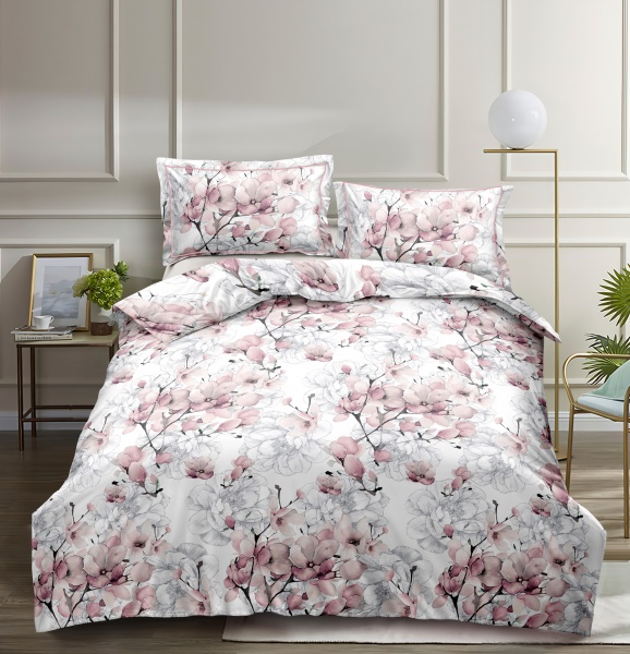 Комплект постільної білизни Kioto сімейний білий із малюнком La Nuit 