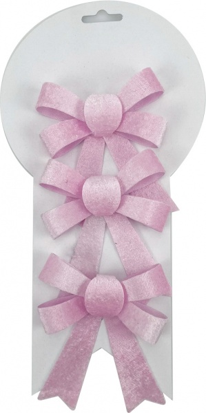 Декорация новогодняя Shunda бант 9х12 см розовый 3 шт