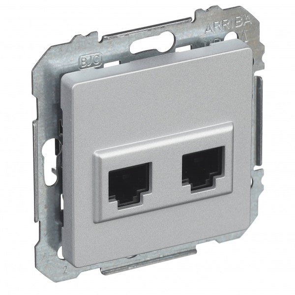 Розетка компьютерная двойная Siemens Line IP20 алюминий 5TG20782AM02