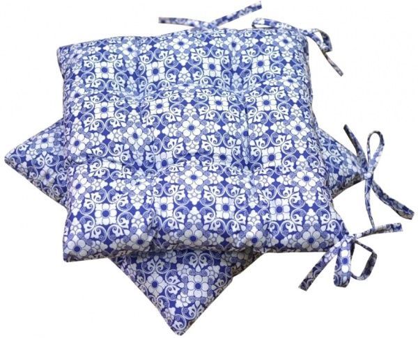 Подушка на стілець Візерунок на синьому 40х40 см Прованс