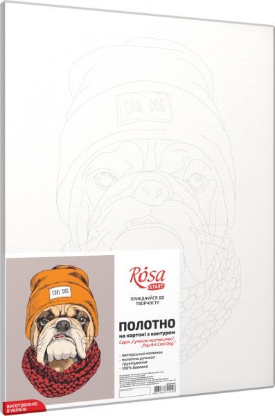 Полотно на картоні з контуром Pop Art Cool Dog 30х40 см Rosa Start 