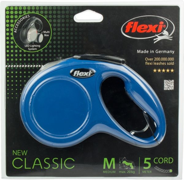 Повідець-рулетка FLEXI Classic М синій до 20 кг 5 м