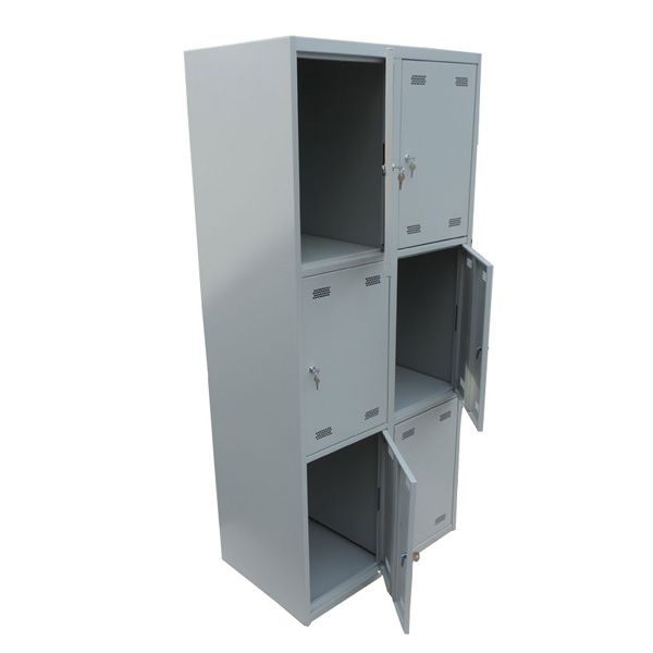 Шкаф для одежды 2 секции 6 дверц 600х500х1800 мм серый