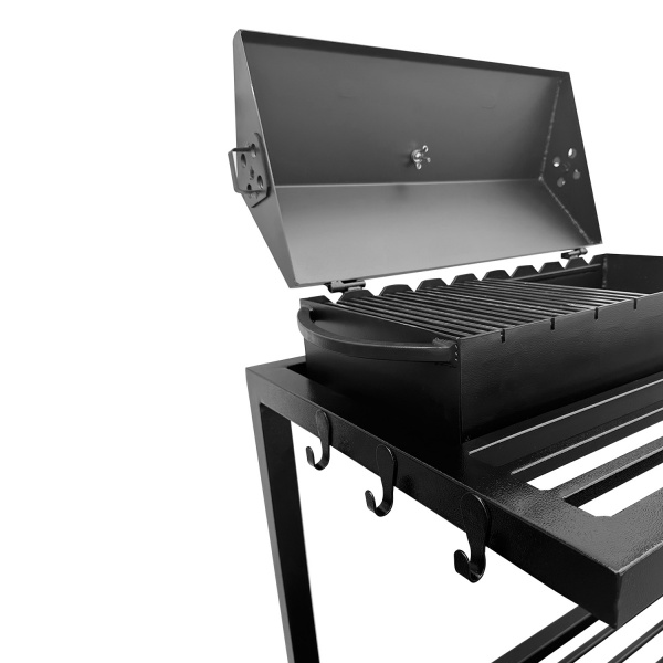 Мангал-барбекю Metalzavod ЛОФТ MLB9-4CP на 9 шампуров 4 мм на дровнице с полкой СР