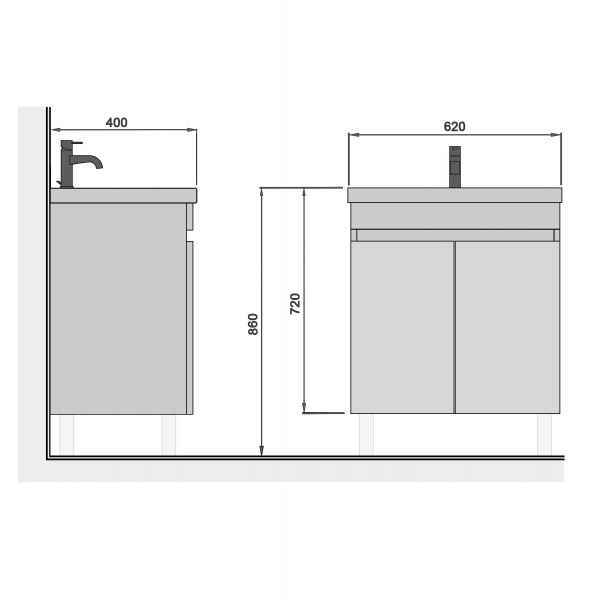 Тумба підвісна Мойдодир URBAN-60-U Біла з умивальником Sempre