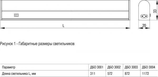 Светильник линейный IEK ДБО 3003 LED 11 Вт 4000 К белый 