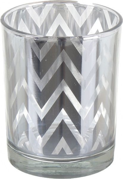 Свічник скляний 10x12.5 см срібний