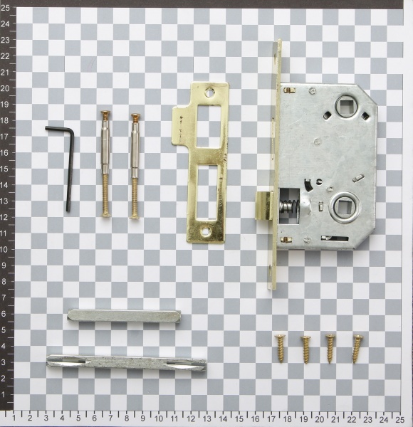 Ручка с замком сувальдный Bruno 7035 62 мм полированная латунь без петель