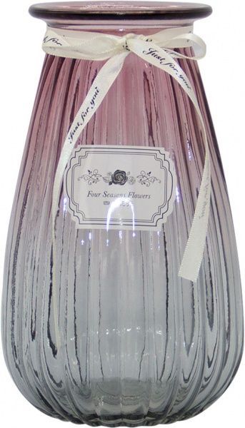 Ваза скляна рожево-сіра Crystal Rose 19 см YIWU
