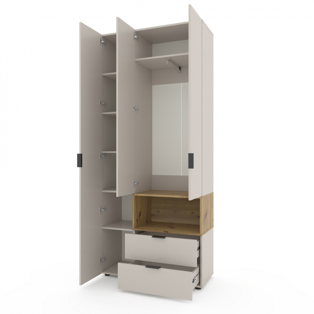 Шафа Metkas Home A002R 3д2ш ЛДСП 2300х1000х420 мм кашемір / дуб артізан / кашемір