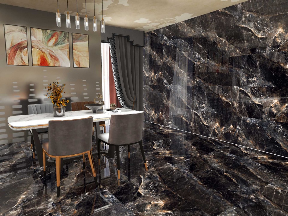 Плитка Cerossa Ceramica Allure black high glossy 60x120 см