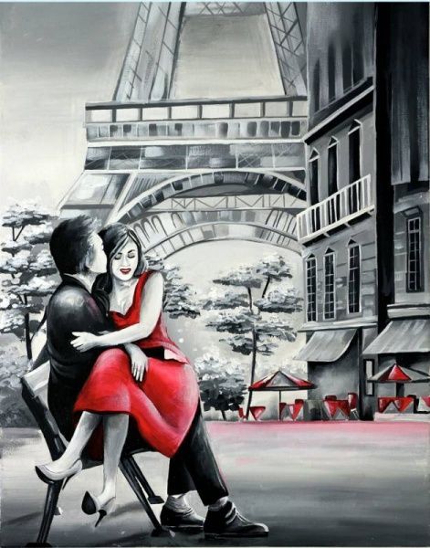 Набор техника акриловая живопись по контурам, картина Влюбленные Rosa Start 