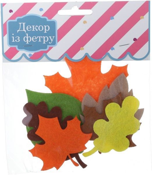 Декор з фетру Осіннє листя 6 шт. різнокольоровий