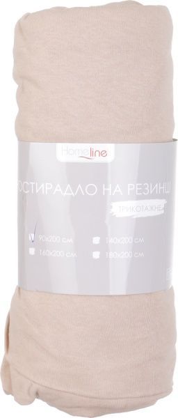 Простынь на резинке трикотажная 90x200 см бежевый Homeline 