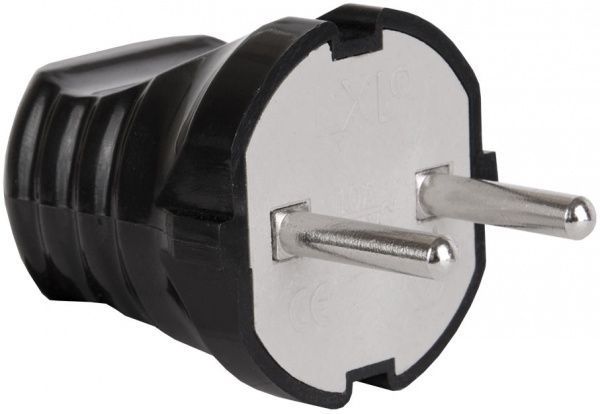 Электровилка штепсельная Мимоза 124BLP без заземления 220В 16А поликарбонат черный