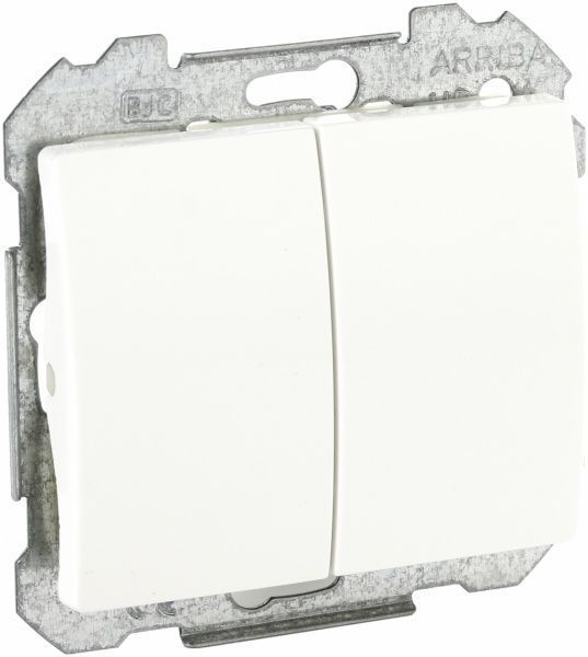 Вимикач прохідний двоклавішний Siemens Iris без підсвітки 16 А 250В IP20 білий 18510 W