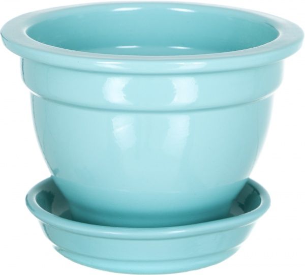 Горшок керамический Ориана-Запорожкерамика Фиалочниця глянец круглый 0,5л бирюзовый (035-0-027) 