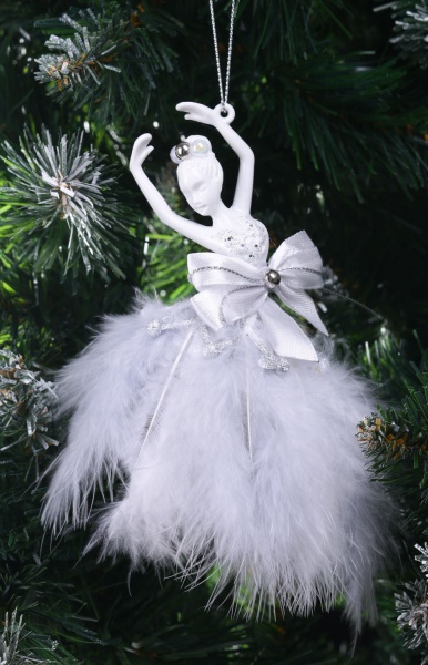 Подвеска Балерина декор Премиум 9х12х3 см серебряный