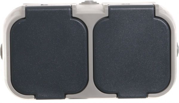 Розетка подвійна із заземленням UP! (Underprice) Vesta без шторок сірий HSN-SCP.H2B54G2WGC-GR